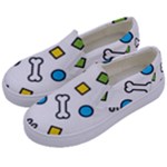 Dog Paw Seamless Pattern Footprint Bone Kids  Canvas Slip Ons