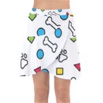 Dog Paw Seamless Pattern Footprint Bone Wrap Front Skirt