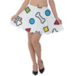 Dog Paw Seamless Pattern Footprint Bone Velvet Skater Skirt