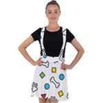 Dog Paw Seamless Pattern Footprint Bone Velvet Suspender Skater Skirt
