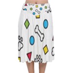 Dog Paw Seamless Pattern Footprint Bone Velvet Flared Midi Skirt