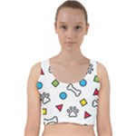 Dog Paw Seamless Pattern Footprint Bone Velvet Racer Back Crop Top