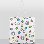 Dog Paw Seamless Pattern Footprint Bone Full Print Rope Handle Tote (Large)