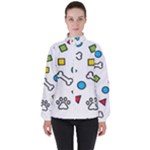 Dog Paw Seamless Pattern Footprint Bone Women s High Neck Windbreaker