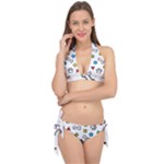 Dog Paw Seamless Pattern Footprint Bone Tie It Up Bikini Set