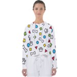 Dog Paw Seamless Pattern Footprint Bone Women s Slouchy Sweat
