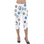 Dog Paw Seamless Pattern Footprint Bone Lightweight Velour Capri Leggings 