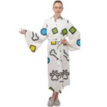 Dog Paw Seamless Pattern Footprint Bone Maxi Velvet Kimono