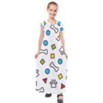 Dog Paw Seamless Pattern Footprint Bone Kids  Short Sleeve Maxi Dress