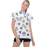 Dog Paw Seamless Pattern Footprint Bone Ruffle Collar Chiffon Blouse