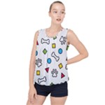 Dog Paw Seamless Pattern Footprint Bone Bubble Hem Chiffon Tank Top