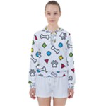 Dog Paw Seamless Pattern Footprint Bone Women s Tie Up Sweat