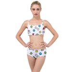 Dog Paw Seamless Pattern Footprint Bone Layered Top Bikini Set