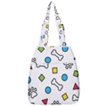 Dog Paw Seamless Pattern Footprint Bone Center Zip Backpack