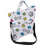 Dog Paw Seamless Pattern Footprint Bone Fold Over Handle Tote Bag