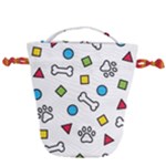 Dog Paw Seamless Pattern Footprint Bone Drawstring Bucket Bag