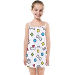 Dog Paw Seamless Pattern Footprint Bone Kids  Summer Sun Dress