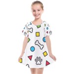 Dog Paw Seamless Pattern Footprint Bone Kids  Smock Dress