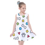 Dog Paw Seamless Pattern Footprint Bone Kids  Summer Dress