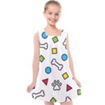 Dog Paw Seamless Pattern Footprint Bone Kids  Cross Back Dress