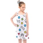 Dog Paw Seamless Pattern Footprint Bone Kids  Overall Dress