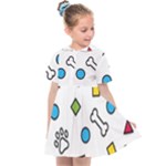Dog Paw Seamless Pattern Footprint Bone Kids  Sailor Dress