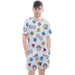 Dog Paw Seamless Pattern Footprint Bone Men s Mesh T-Shirt and Shorts Set