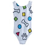 Dog Paw Seamless Pattern Footprint Bone Kids  Cut-Out Back One Piece Swimsuit
