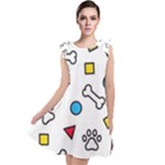 Dog Paw Seamless Pattern Footprint Bone Tie Up Tunic Dress