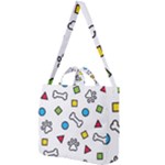 Dog Paw Seamless Pattern Footprint Bone Square Shoulder Tote Bag