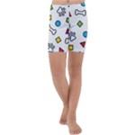 Dog Paw Seamless Pattern Footprint Bone Kids  Lightweight Velour Capri Yoga Leggings