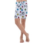Dog Paw Seamless Pattern Footprint Bone Kids  Lightweight Velour Cropped Yoga Leggings
