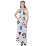 Dog Paw Seamless Pattern Footprint Bone Sleeveless Velour Maxi Dress