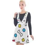Dog Paw Seamless Pattern Footprint Bone Plunge Pinafore Velour Dress