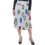 Dog Paw Seamless Pattern Footprint Bone Classic Velour Midi Skirt 
