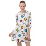 Dog Paw Seamless Pattern Footprint Bone Mini Skater Shirt Dress