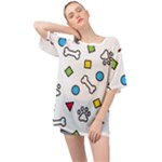Dog Paw Seamless Pattern Footprint Bone Oversized Chiffon Top