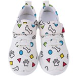 Dog Paw Seamless Pattern Footprint Bone Women s Velcro Strap Shoes