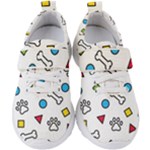 Dog Paw Seamless Pattern Footprint Bone Kids  Velcro Strap Shoes