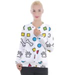 Dog Paw Seamless Pattern Footprint Bone Casual Zip Up Jacket