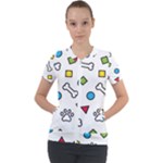 Dog Paw Seamless Pattern Footprint Bone Short Sleeve Zip Up Jacket