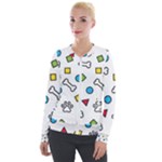 Dog Paw Seamless Pattern Footprint Bone Velvet Zip Up Jacket
