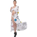 Dog Paw Seamless Pattern Footprint Bone Maxi Chiffon Beach Wrap