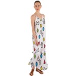 Dog Paw Seamless Pattern Footprint Bone Cami Maxi Ruffle Chiffon Dress