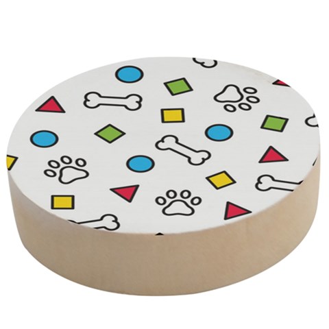 Dog Paw Seamless Pattern Footprint Bone Wooden Bottle Opener (Round) from ArtsNow.com