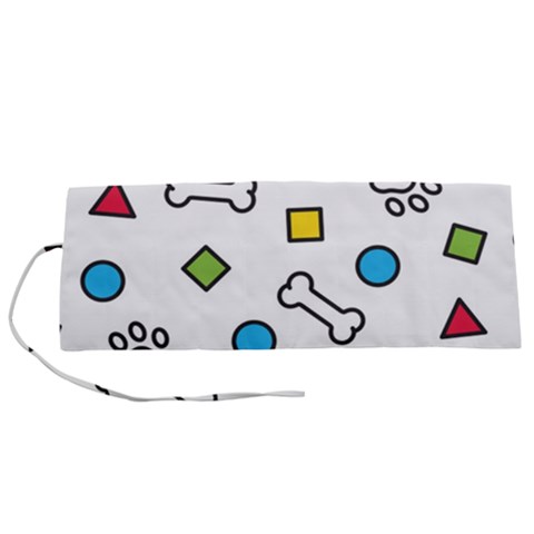 Dog Paw Seamless Pattern Footprint Bone Roll Up Canvas Pencil Holder (S) from ArtsNow.com