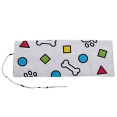 Dog Paw Seamless Pattern Footprint Bone Roll Up Canvas Pencil Holder (S) from ArtsNow.com