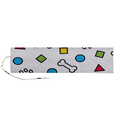 Dog Paw Seamless Pattern Footprint Bone Roll Up Canvas Pencil Holder (L) from ArtsNow.com