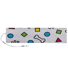 Dog Paw Seamless Pattern Footprint Bone Roll Up Canvas Pencil Holder (L) from ArtsNow.com