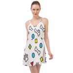 Dog Paw Seamless Pattern Footprint Bone Summer Time Chiffon Dress